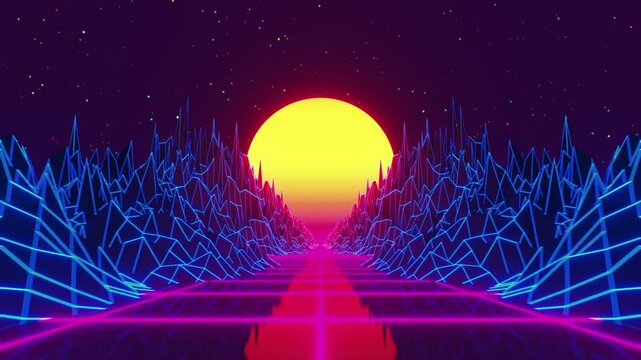 abstract Unique retro vintage 80s Background. retro vintage cutting edge 80's fluorescent style day and night arrangement. Consummately circled VJ activity. Circle capable