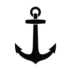 Classic black silhouette of a ship anchor