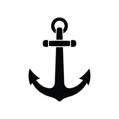 Classic black silhouette of a ship anchor