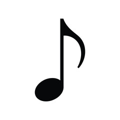 Black eighth note symbol on a white background