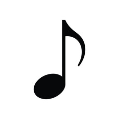 Black eighth note symbol on a white background