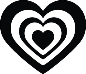 Concentric black hearts symbol