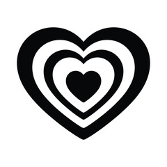 Concentric black hearts symbol