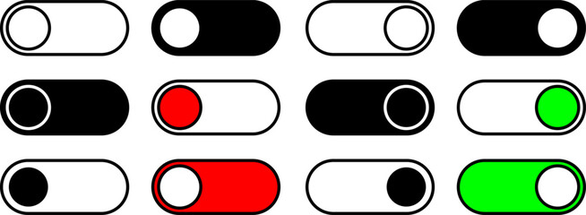 Obraz premium 'On Off Toggle Switches Status Indicators and Button Options, EPS Graphic