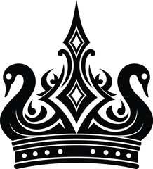 Elegant black and white crown emblem with ornate details
