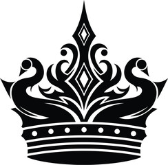 Elegant black and white crown emblem with ornate details