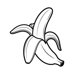Simple outline drawing of a peeled banana