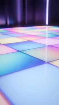 Colorful Illuminated Dance Floor With Soft Pastel Hues And Vertical Light Columns In The Background