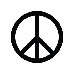 Classic black peace symbol on a white background