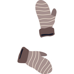 Cozy Striped Mittens With Faux Fur Cuffs In A Minimalist Style On A Transparent Background Ready For Winter Wear