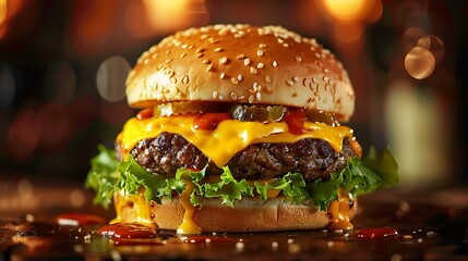 hamburger on black background