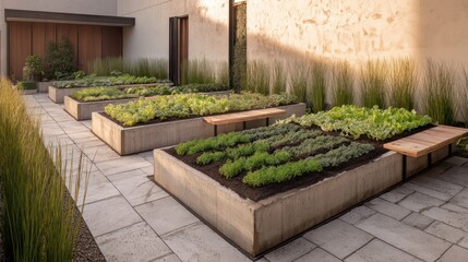 Raised beds in the farm, high beds for growing vegetables and greens, gardening and agriculture concepts, AI generated