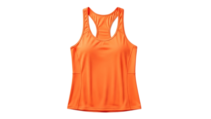 Brightly colored athletic top features a racerback design isolated against a black background