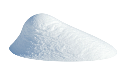 Isolated snowdrift heap, fluffy texture, on black backdrop