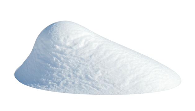 Isolated snowdrift heap, fluffy texture, on black backdrop