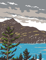 WPA poster art of Schachen Valley or Schachental by the river Schachen near east of Altdorf situated in Central Switzerland done in works project administration or art deco style.