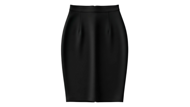 Tailored black pencil skirt displayed against a solid dark background - Powered by Adobe