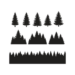 Pine Forest Landscape Silhouette Horizontal Border