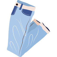 Light Blue Denim Jeans With White Stitching And Brown Button On Transparent Background Ideal For Fashion Design And Advertising