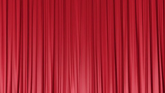 Red Curtain Seamless Loop of Opera House with Beautiful Mural Paintings Ready to Receive Audience for a Play or Ballet Show
