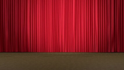 Medium angle of red velvet curtains. could be in theater or on stage. Computer animation. Modern background. motion design. Loopable. LED.4K