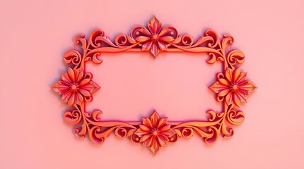 Elegant Floral 3D Frame with Golden Leaves and Pink Flowers – Decorative Border Design for Invitations, Greeting Cards, and Posters -5