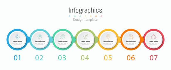 Infographic 7 options design elements for your business data. Vector Illustration.