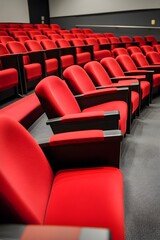 Fototapeta premium Rows of Red Theater Seats Empty Auditorium red seats