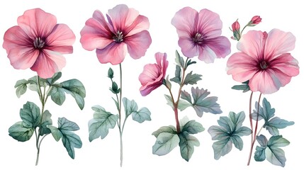 Fototapeta premium Floral Bouquet Pattern: A seamless vector illustration featuring a beautiful array of pink flowers and leaves, perfect for summer-themed designs
