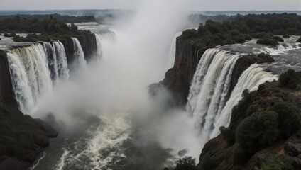 Obraz premium Majestic Victoria Falls, shrouded in mist