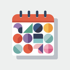 Minimal Flat Vector Calendar Illustration with Geometric Abstract Shapes