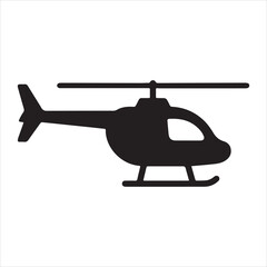Silhouette helicopter simple black vector transport aviation Illustration Vector