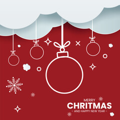 Minimalist Christmas Ornament Ball Design on Red Background © khairul