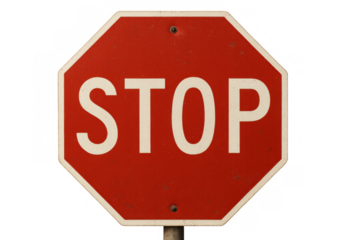 Stop sign standing on a pole, warning traffic and drivers to halt, ensuring road safety with its red octagonal shape