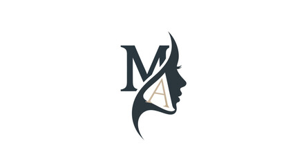 Elegant MA Logo Design Featuring a Womans Silhouette.