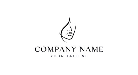Elegant Line Art Logo Design Featuring a Minimalist Female Face.