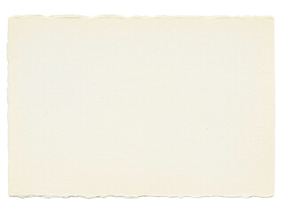 Blank handmade paper with a textured deckle edge border on a transparent background