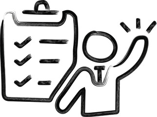 Accountability Icon – Hand-Drawn Checklist and Professional Figure Symbol