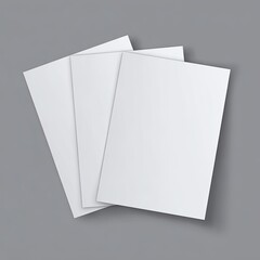 Three blank rectangular paper sheets fanned against a gray background. Clean, organized, and flat