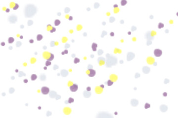 Abstract scattered yellow purple and gray circles squares background