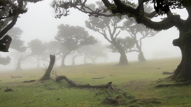 trees in the fog