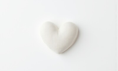 Obraz premium Soft Heart-Shaped Cushion on Minimalist White Background for Cozy Home Decor
