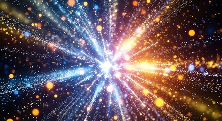 Naklejka premium Abstract burst of light colorful sparkling particles bright explosion effect for background