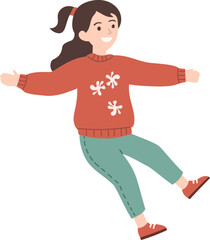 vector illustration of flying girl person