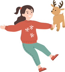 vector illustration of flying girl person