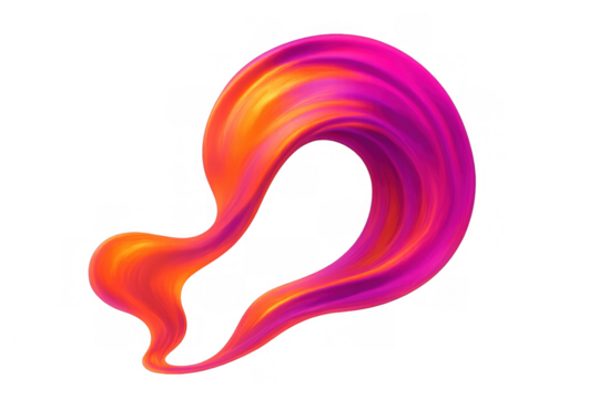 Abstract flowing paint mixing vibrant orange and magenta colors creating a dynamic liquid swirl element