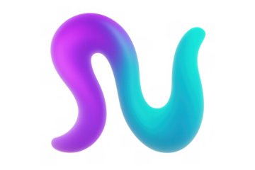 Abstract 3d fluid shape creating a colorful gradient wave, motion, and energy, transparent background