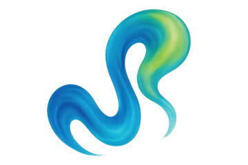 Fototapeta premium Abstract s-shaped brush stroke flowing with blue and green paint colors, representing movement and artistic design