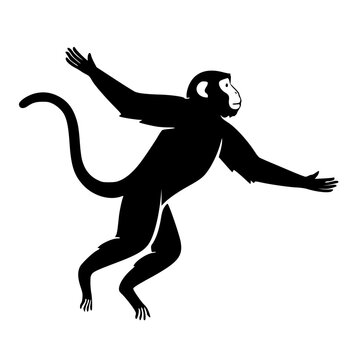 Monkey Mid-Leap Silhouette Vector Illustration