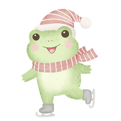 skating cartoon frog 